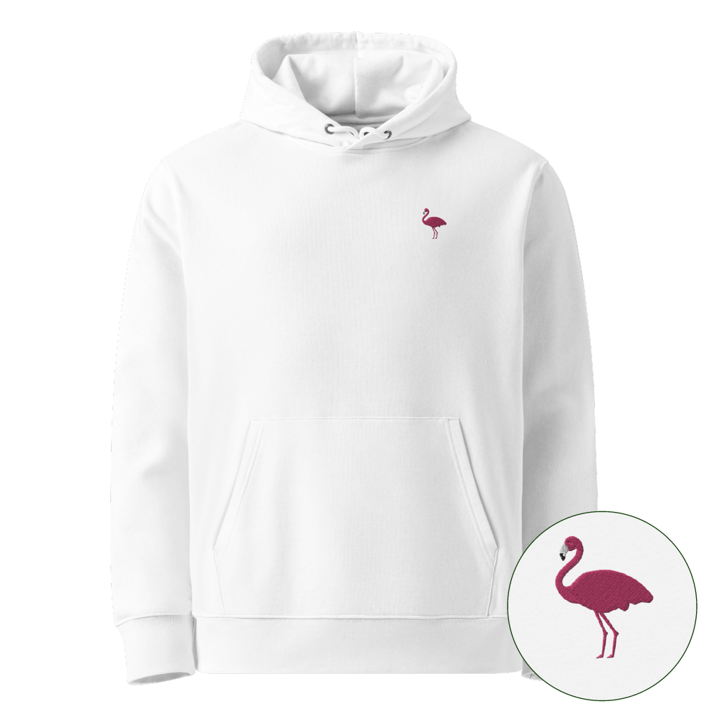 Nachhaltiger Flamingo Hoodie - Weiß