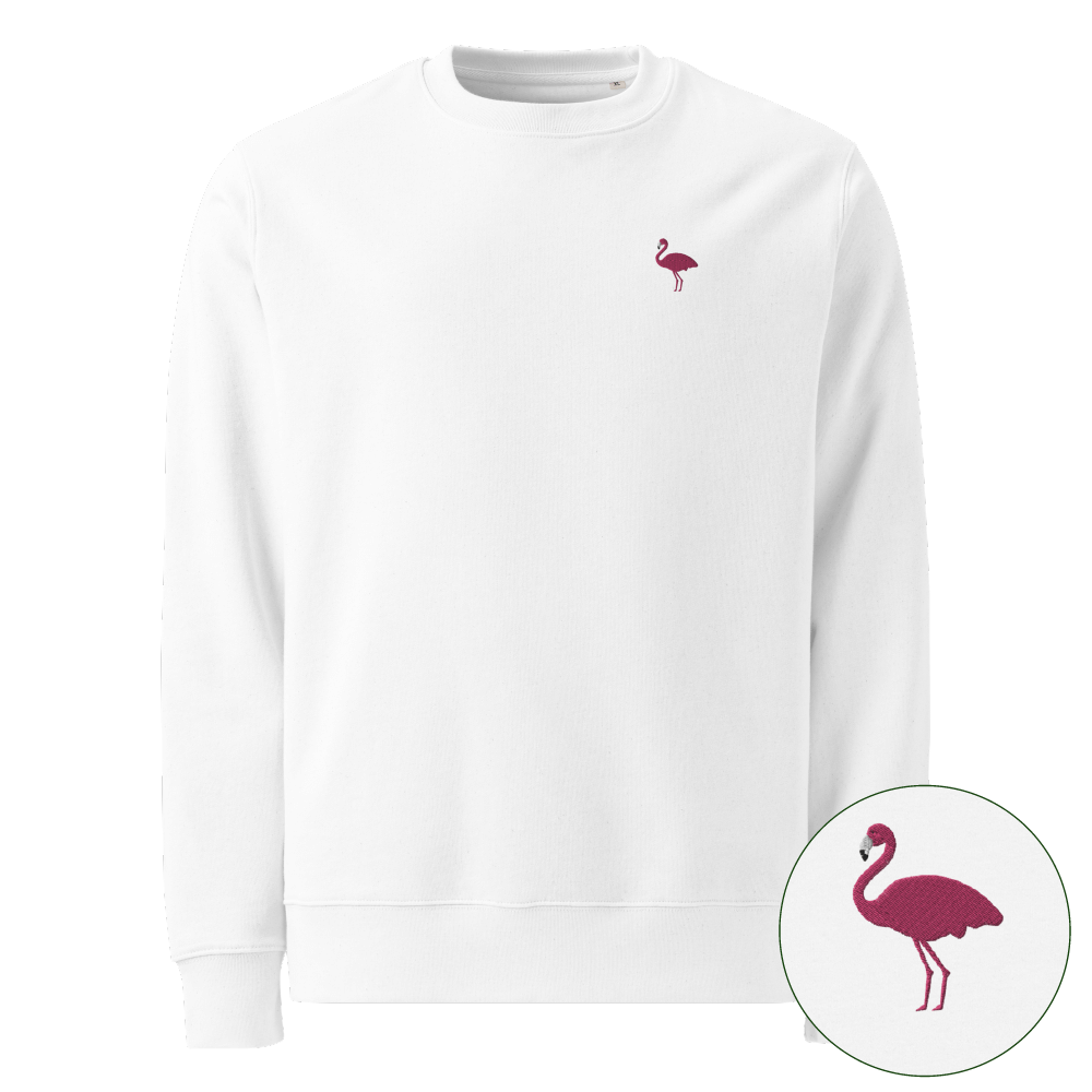 Nachhaltiger Flamingo Sweater - Weiß