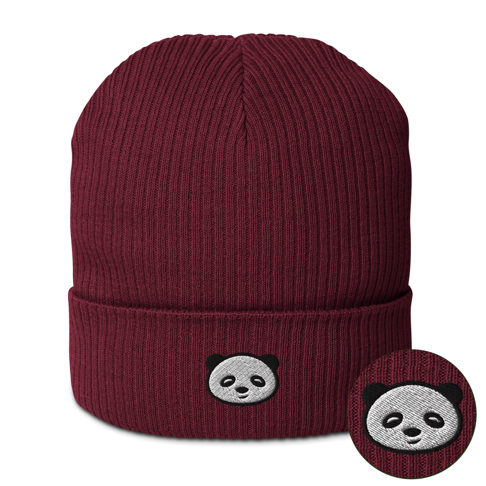 Sustainable Panda Beanie - Burgundy