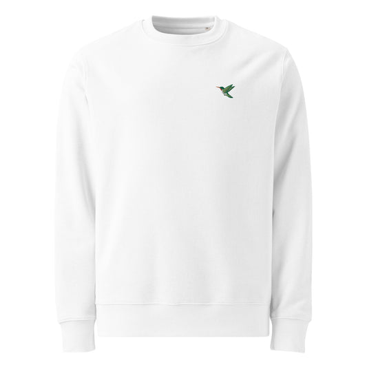 Bestickter Kolibri Unisex Bio-Pullover