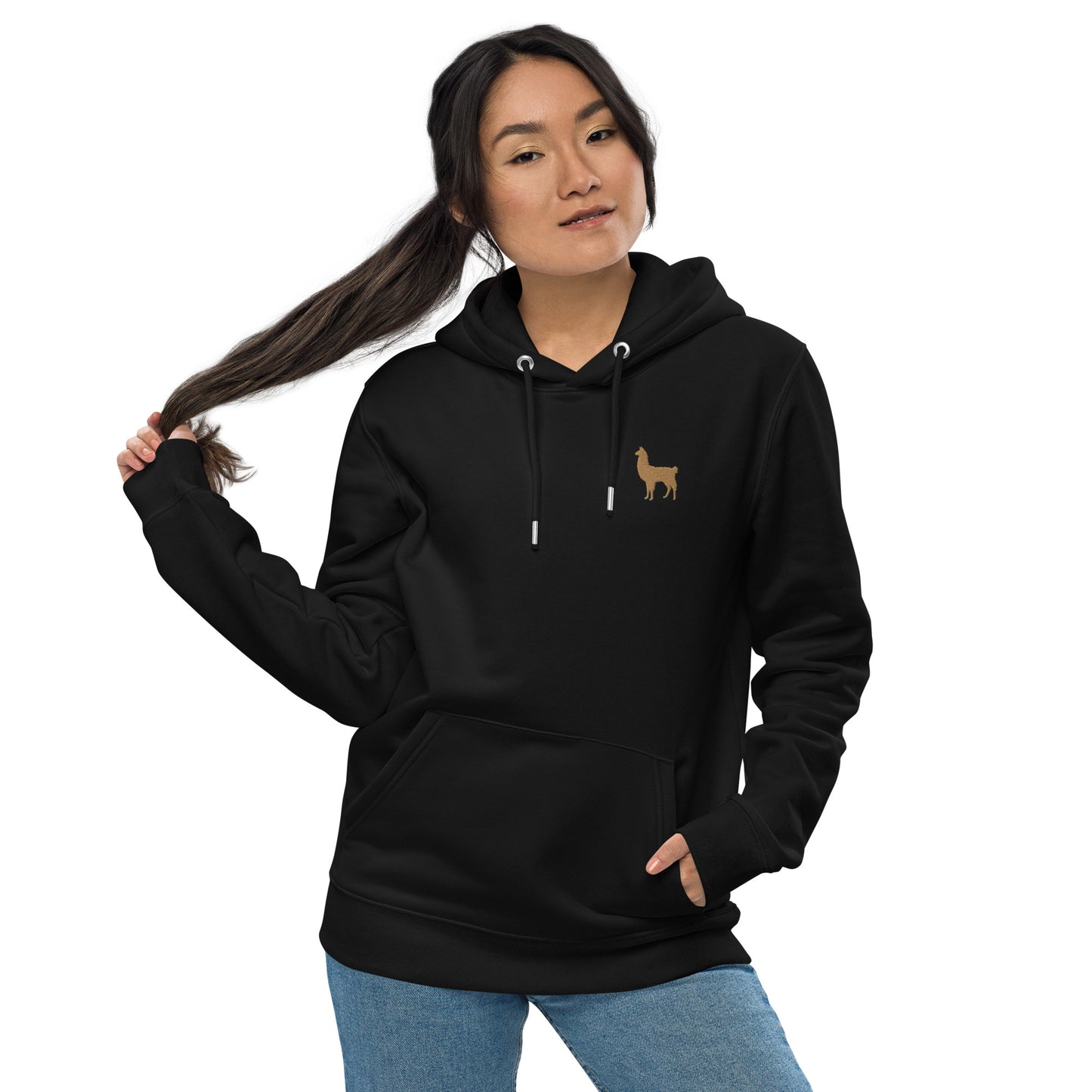 Embroidered llama hoodie for women