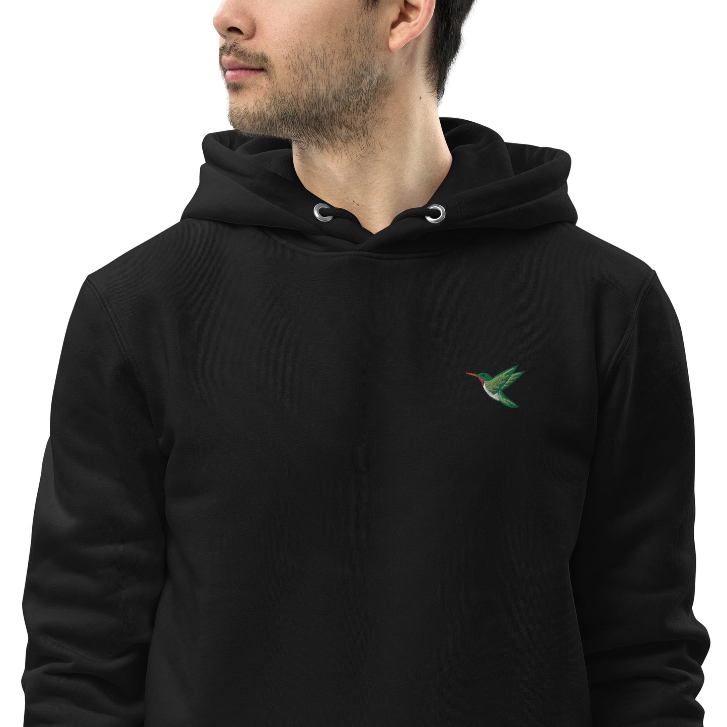 Embroidered hummingbird hoodie for men