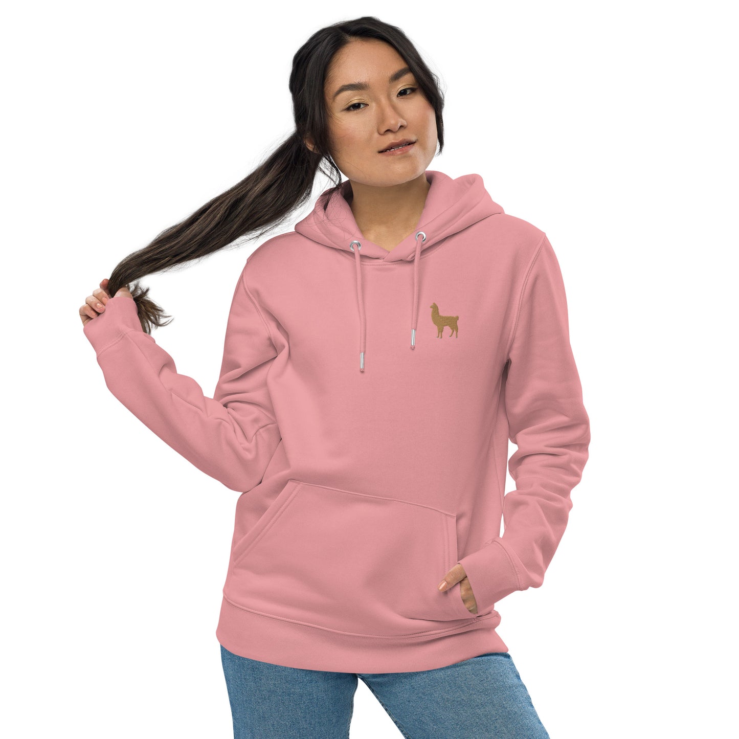 Embroidered llama hoodie for women