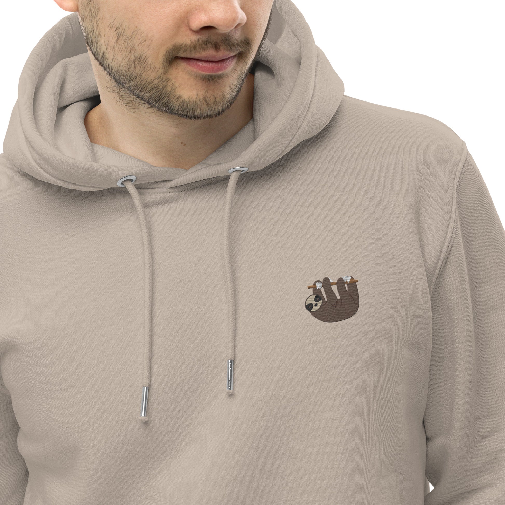 Besitckter Faultier Hoodie für Männer - desert dust - fair fashion 