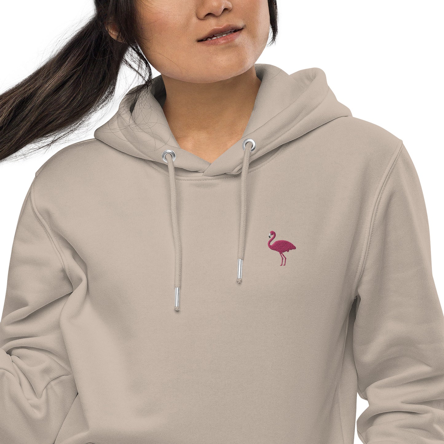 Embroidered flamingo hoodie for women