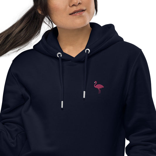 Embroidered flamingo hoodie for women