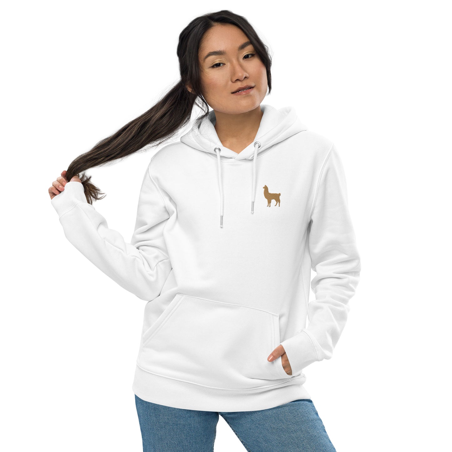 Embroidered llama hoodie for women