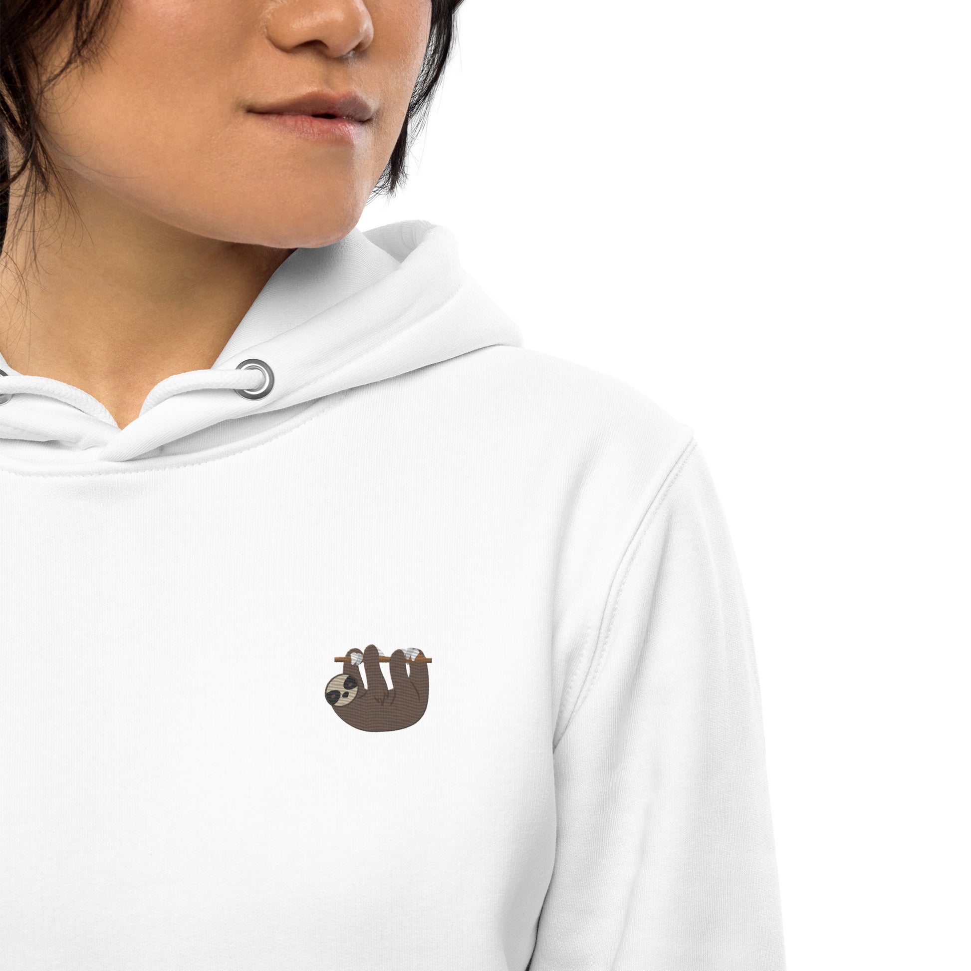 Bestickter Faultier Hoodie für Frauen - white