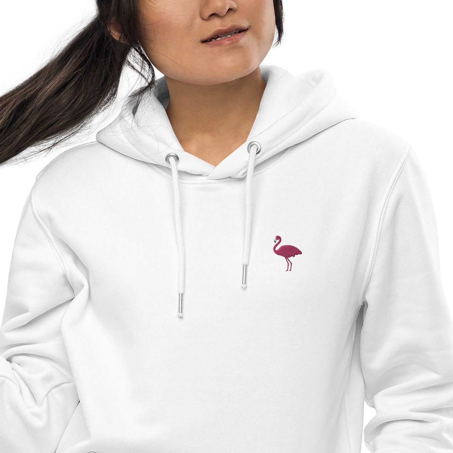 Embroidered flamingo hoodie for women