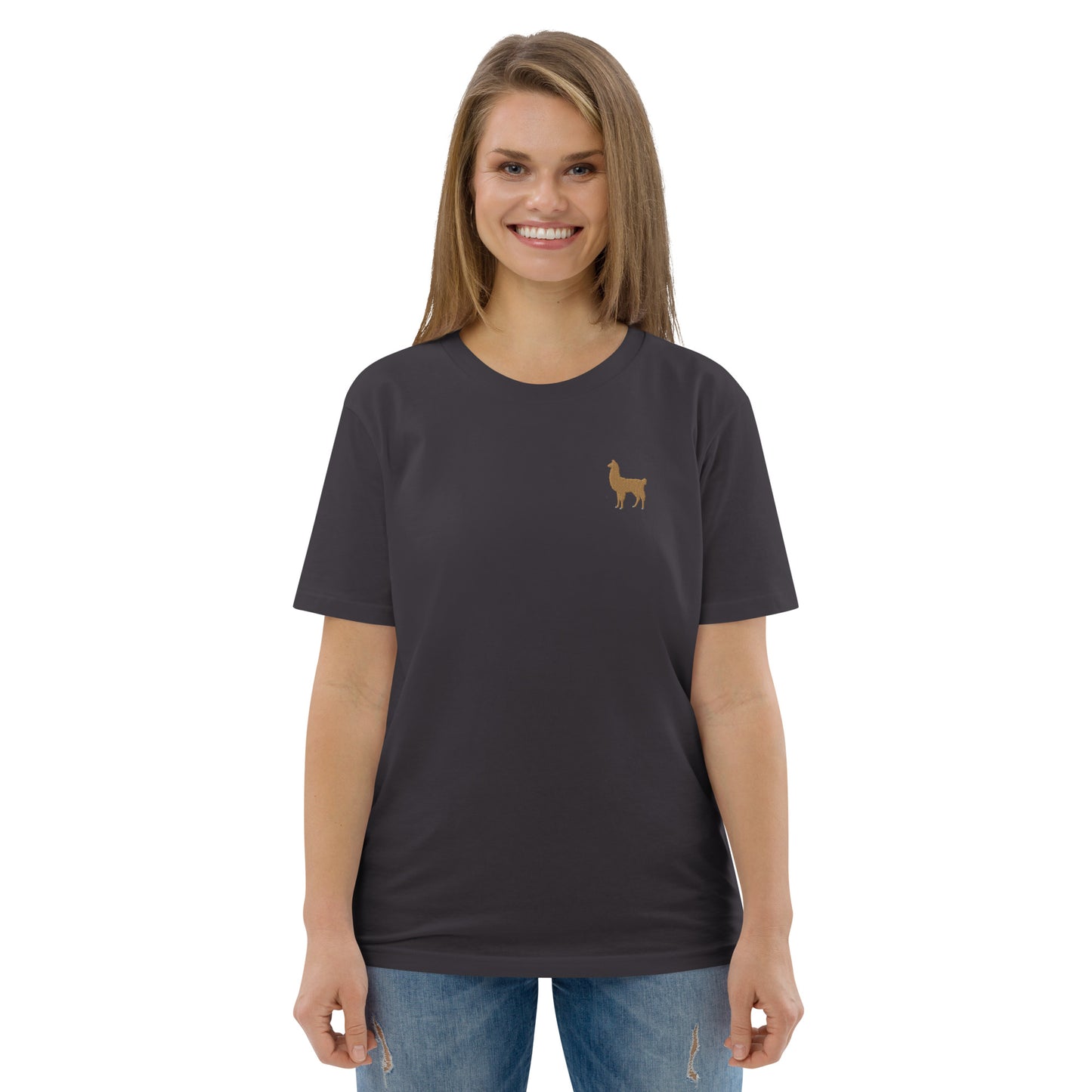 Embroidered Llama T-Shirt for Women | 100% organic cotton