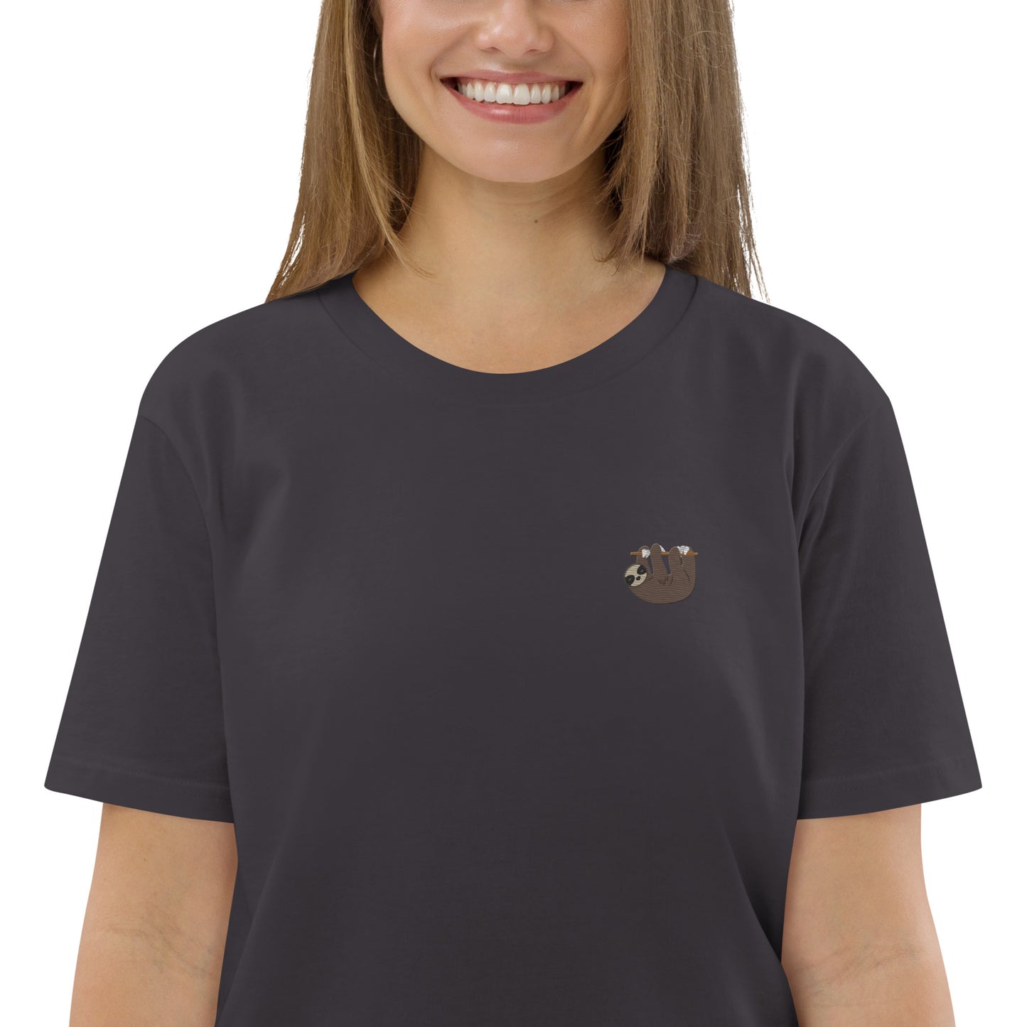 Embroidered Sloth T-Shirt for Women | 100% organic cotton