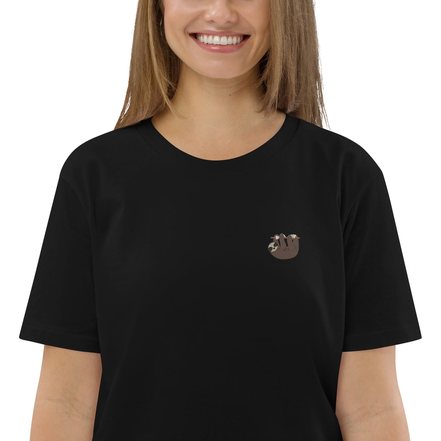 Embroidered Sloth T-Shirt for Women | 100% organic cotton