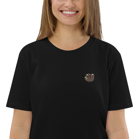 Embroidered Sloth T-Shirt for Women | 100% organic cotton