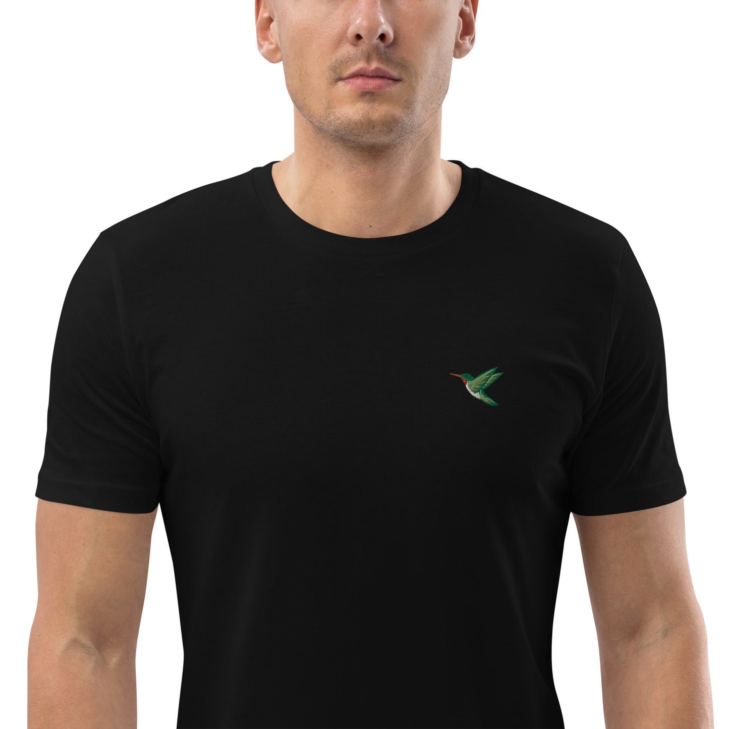 Besticktes Kolibri T-Shirt für Männer | 100 % Bio-Baumwolle