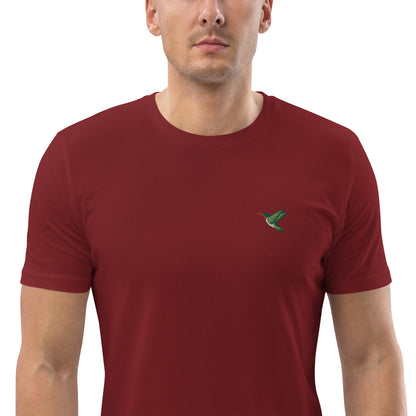 Besticktes Kolibri T-Shirt für Männer | 100 % Bio-Baumwolle