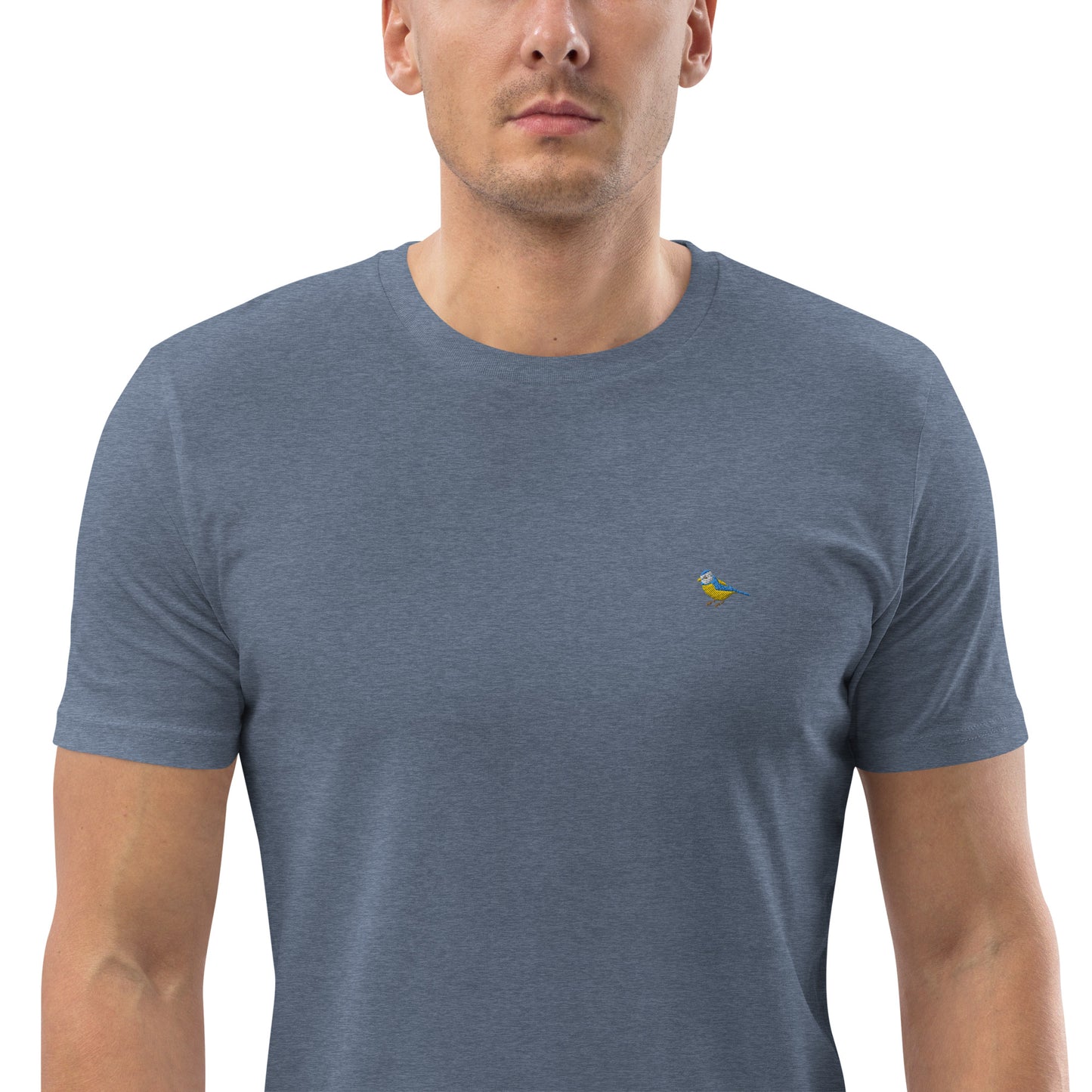 Besticktes Blaumeisen T-Shirt für Männer | 100 % Bio-Baumwolle