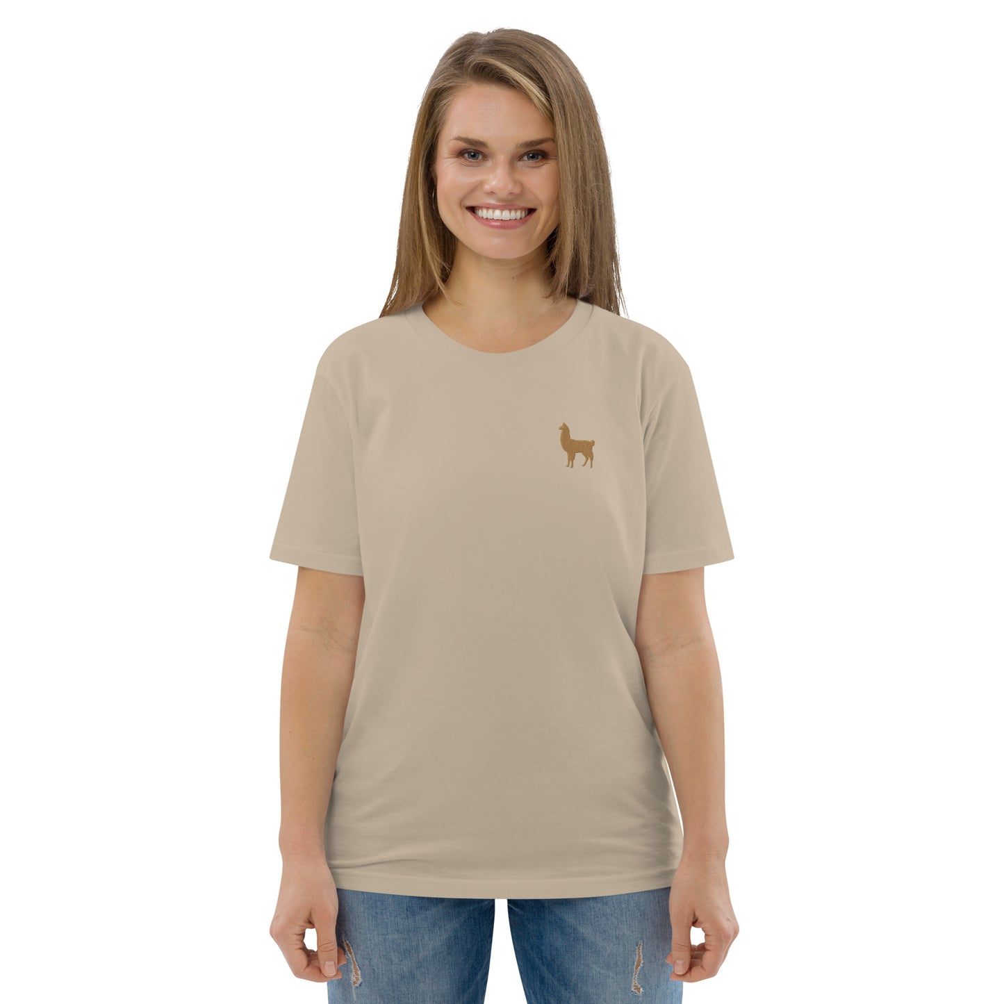 Embroidered Llama T-Shirt for Women | 100% organic cotton