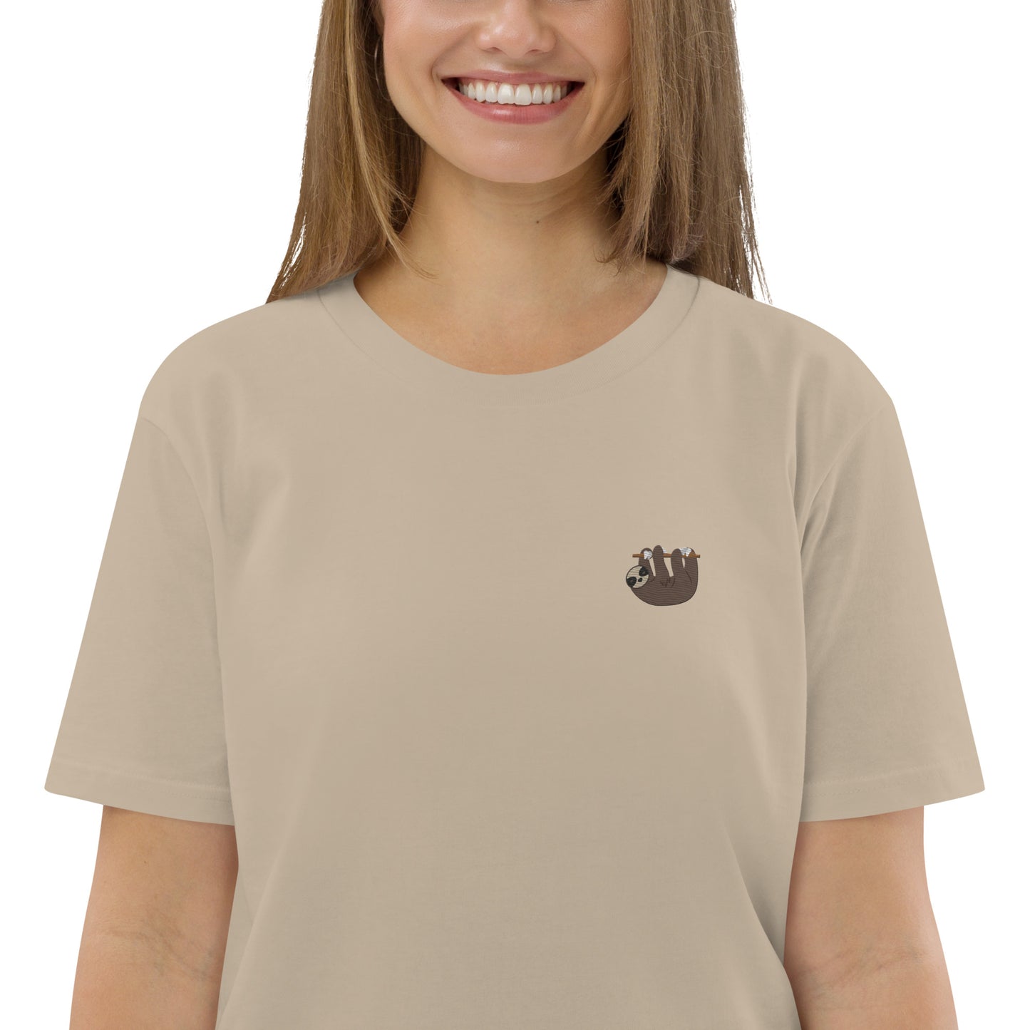 Embroidered Sloth T-Shirt for Women | 100% organic cotton