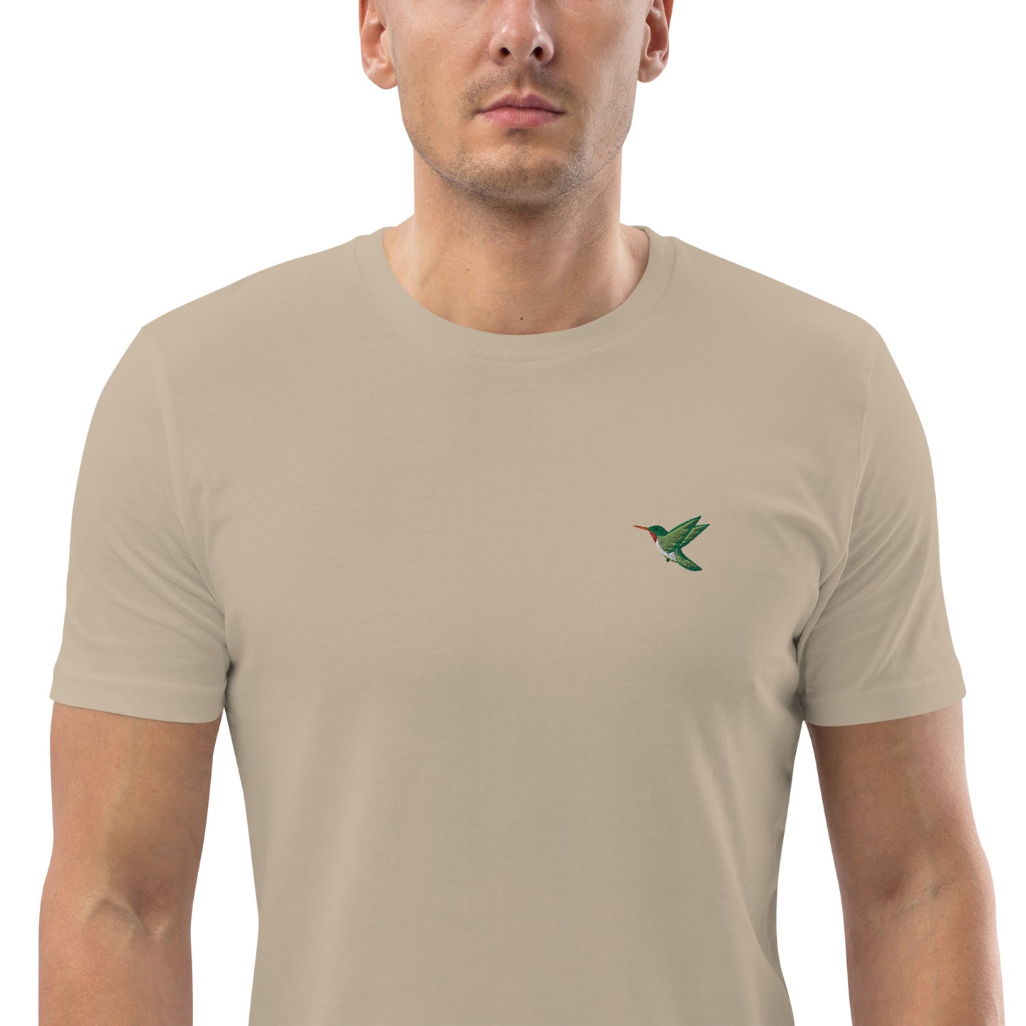 Besticktes Kolibri T-Shirt für Männer | 100 % Bio-Baumwolle