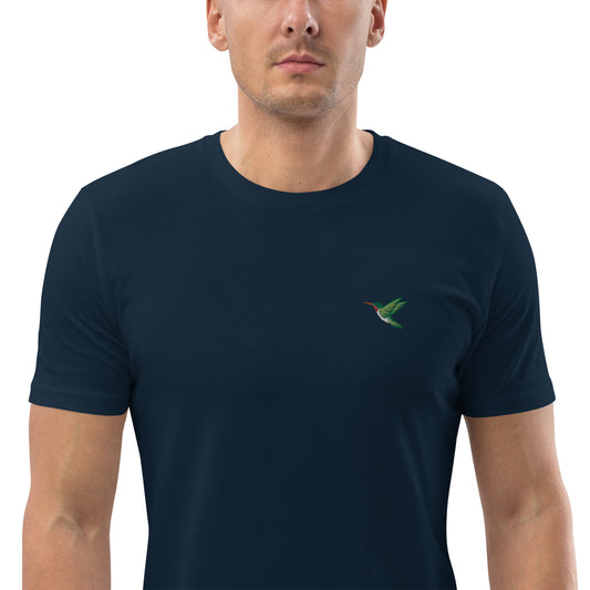 Besticktes Kolibri T-Shirt für Männer | 100 % Bio-Baumwolle