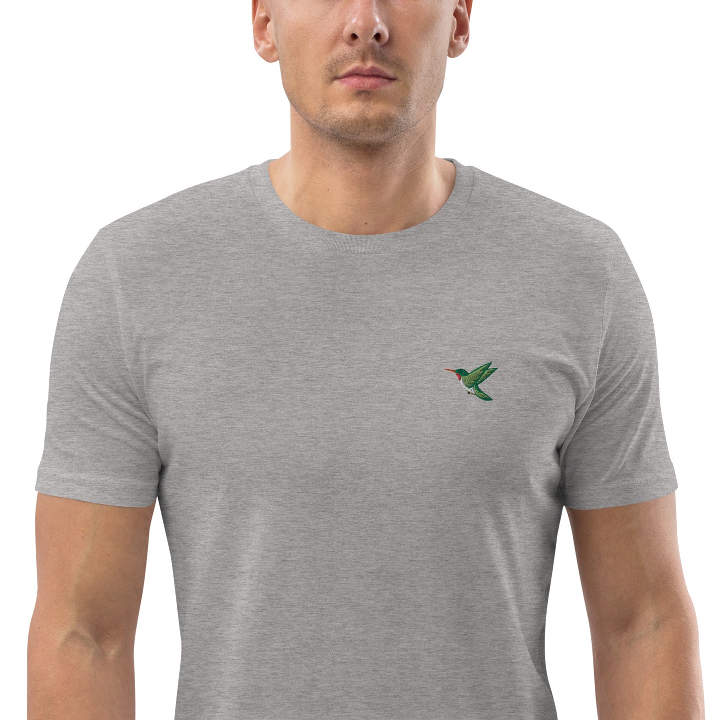 Besticktes Kolibri T-Shirt für Männer | 100 % Bio-Baumwolle