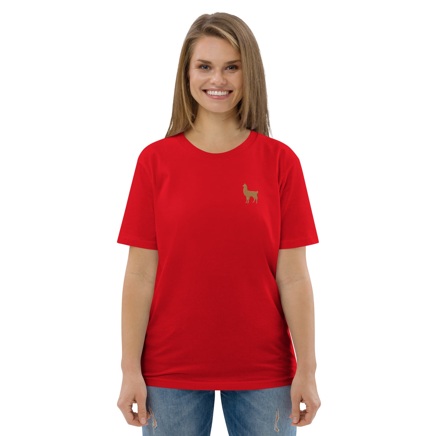 Embroidered Llama T-Shirt for Women | 100% organic cotton