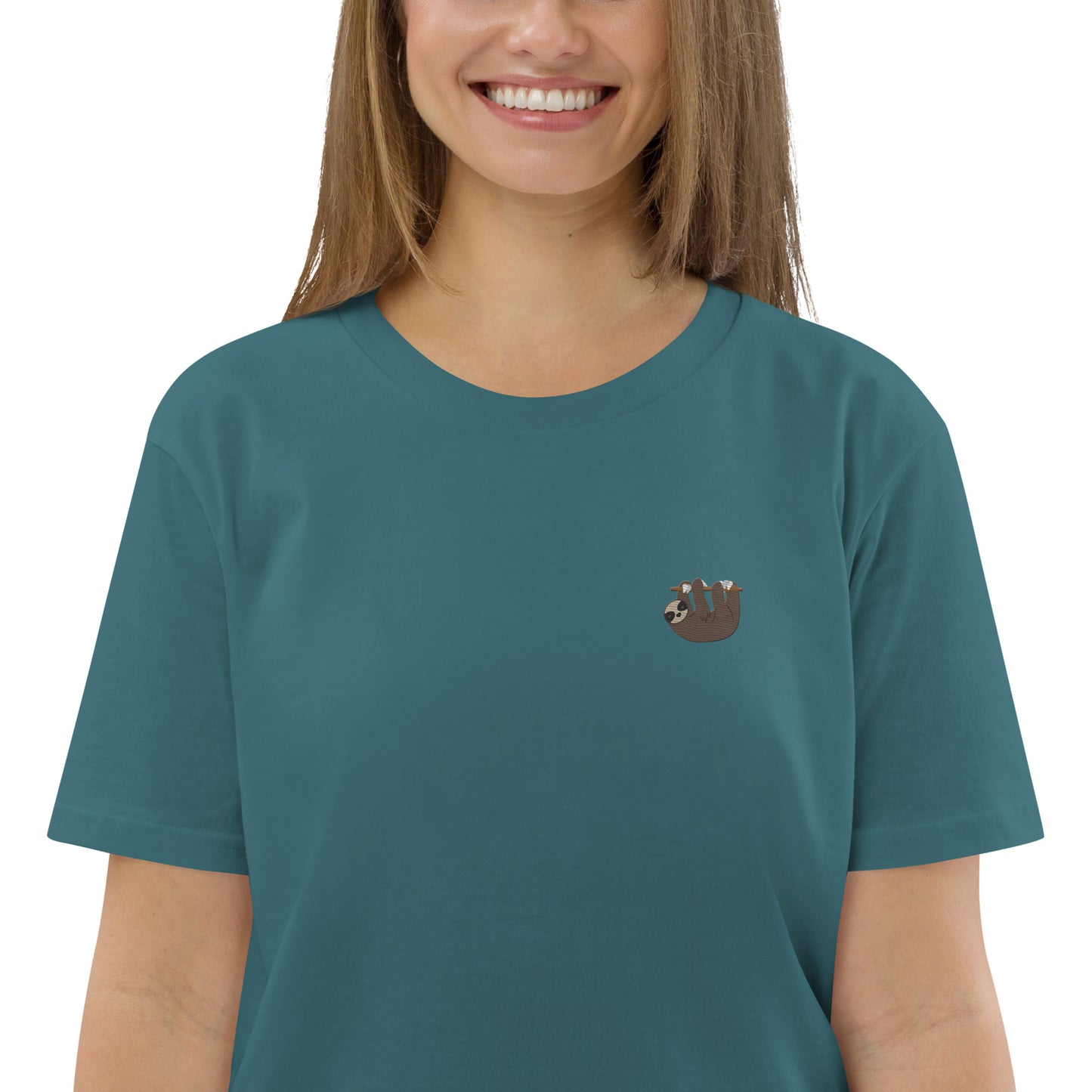 Embroidered Sloth T-Shirt for Women | 100% organic cotton