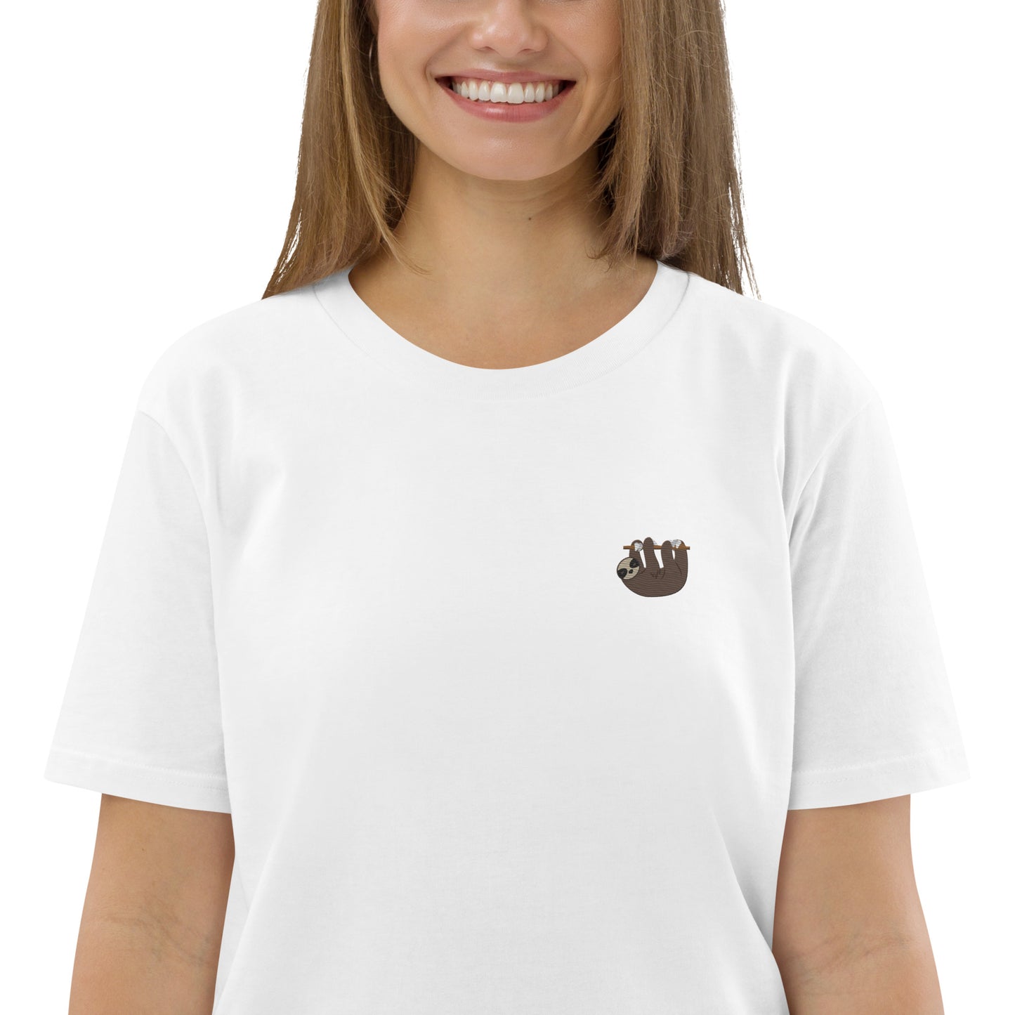 Embroidered Sloth T-Shirt for Women | 100% organic cotton