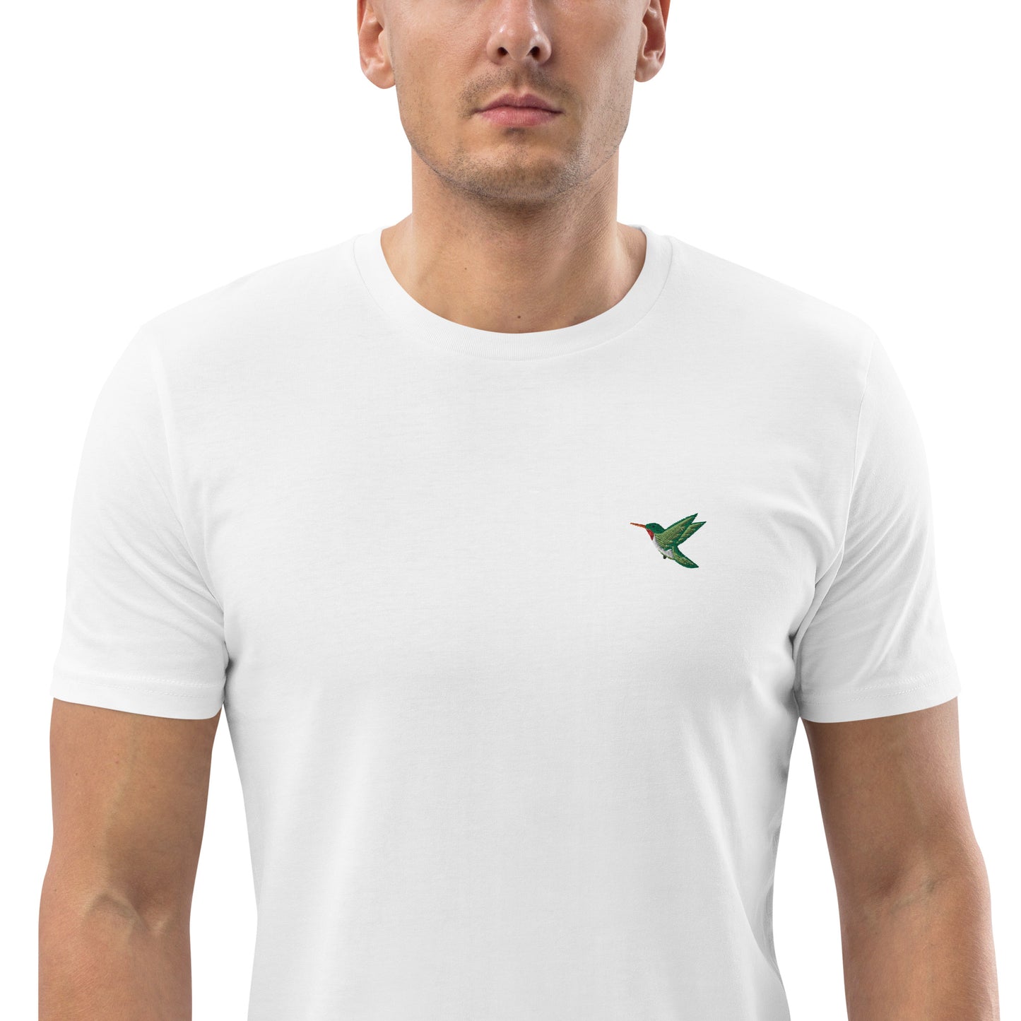 Besticktes Kolibri T-Shirt für Männer | 100 % Bio-Baumwolle