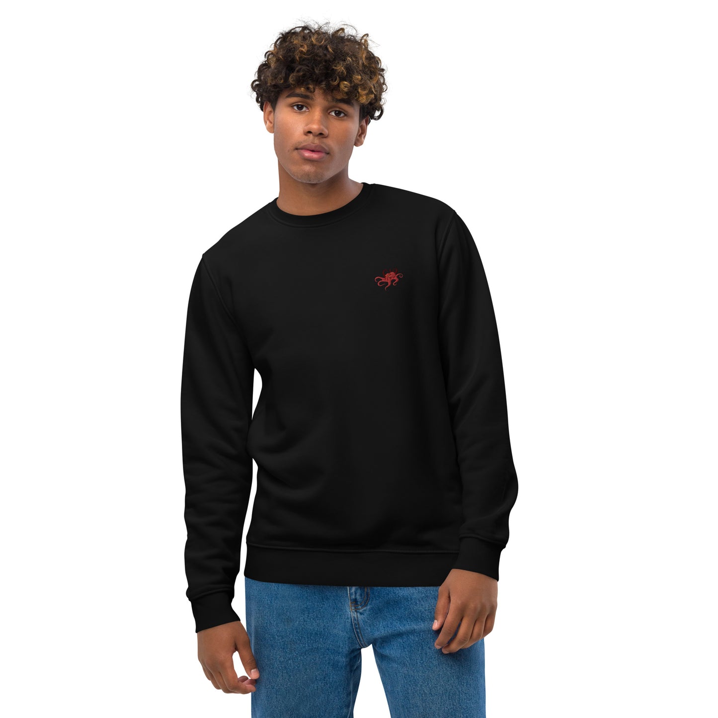 Embroidered octopus organic sweater for men