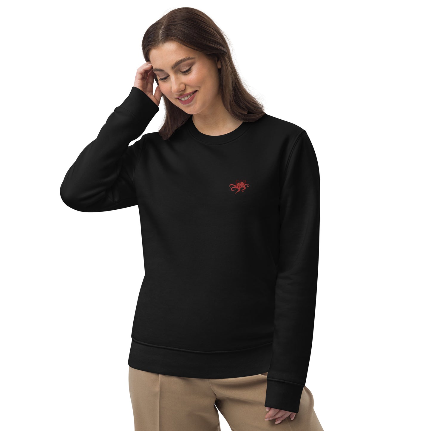 Bestickter Oktopus Bio-Pullover für Frauen