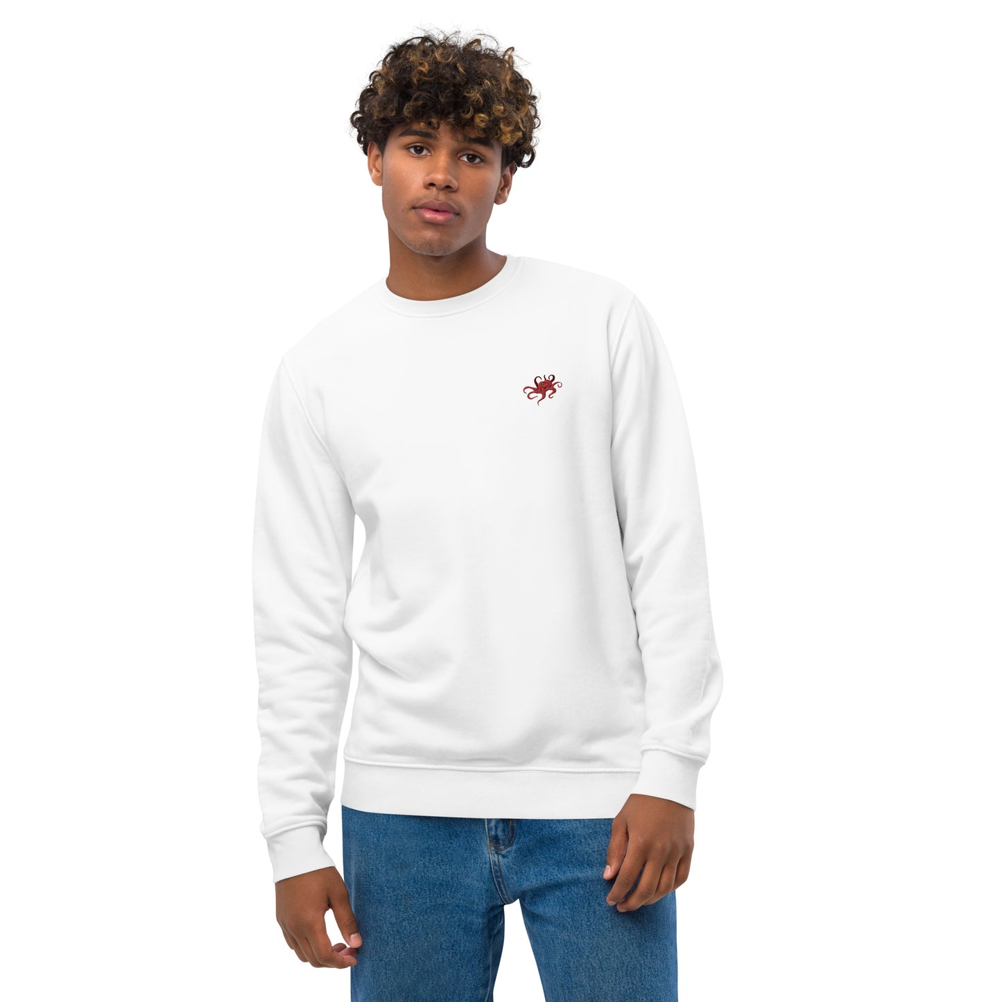 Embroidered octopus organic sweater for men