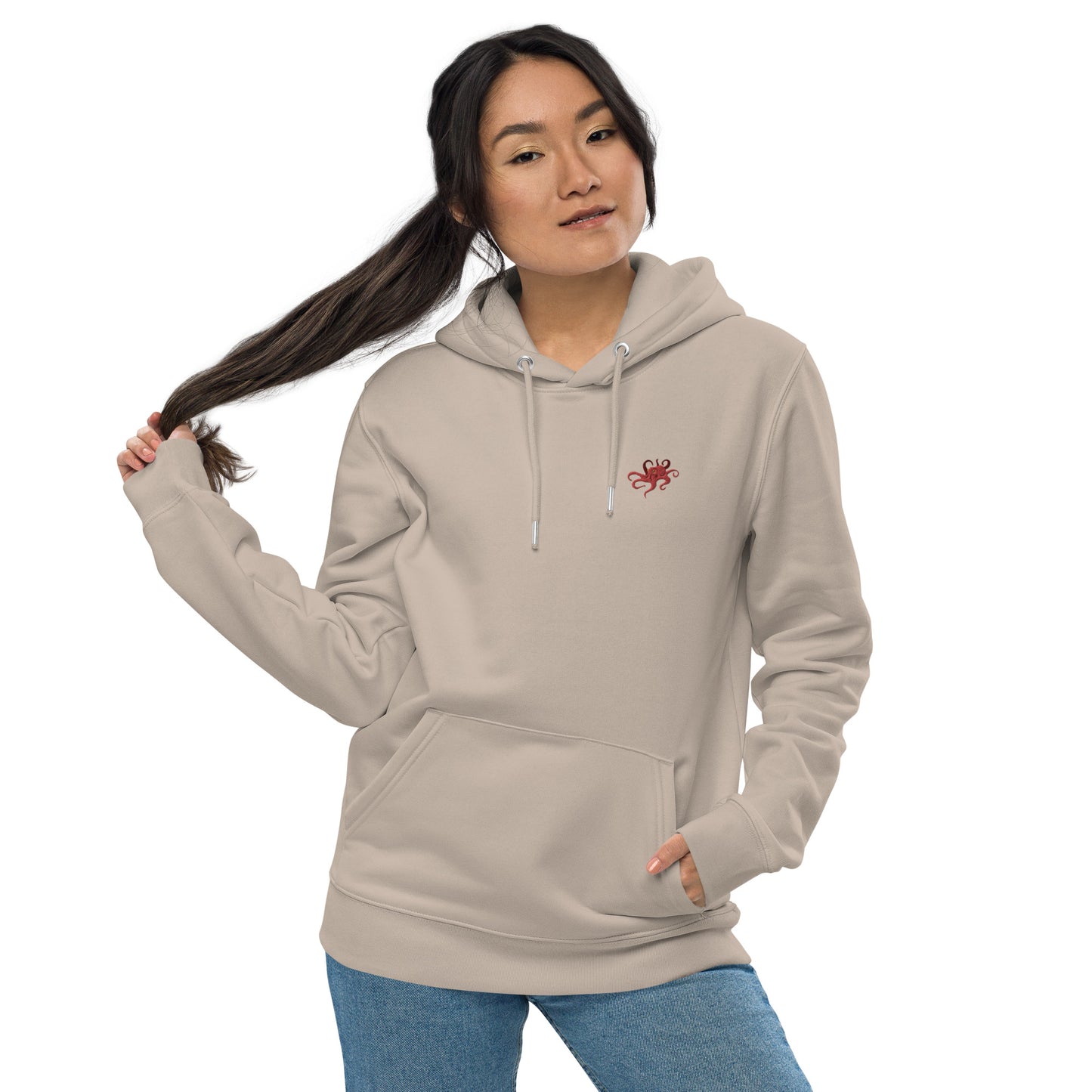 Embroidered octopus hoodie for women