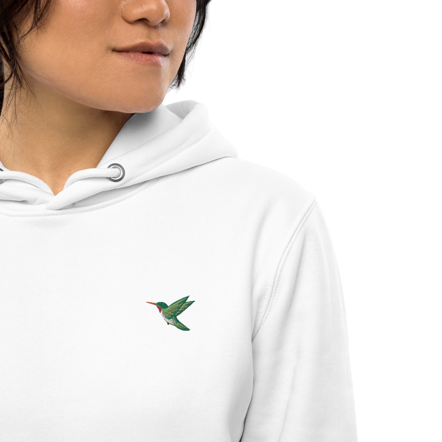 Embroidered hummingbird hoodie for women